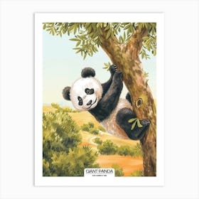 Giant Panda Climbing A Tree Poster 3 Art Print