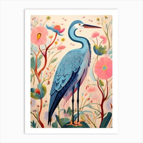 Pink Scandi Great Blue Heron 7 Art Print