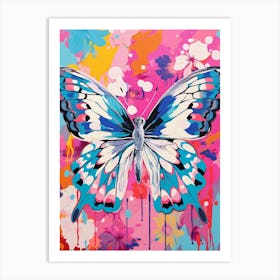 Pop Art Marbled White Butterfly 4 Art Print