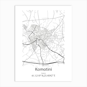 Komotini,Greece Minimalist Map Art Print