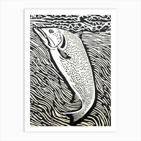 Trout Linocut Art Print