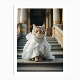Cat In Wedding Dress Art Print