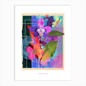 Forget Me Not 2 Neon Flower Collage Poster Art Print