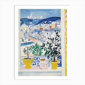 The Windowsill Of Salzburg   Austria Snow Inspired By Matisse 4 Art Print