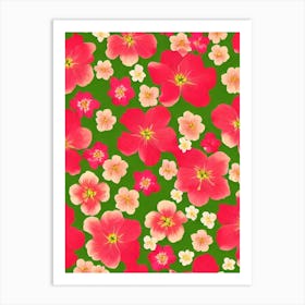 Apple Blossom Repeat Retro Flower Art Print