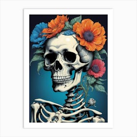 Floral Skeleton In The Style Of Pop Art (64) Art Print