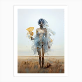 portrait of a woman in a field illustration 3 Art Print