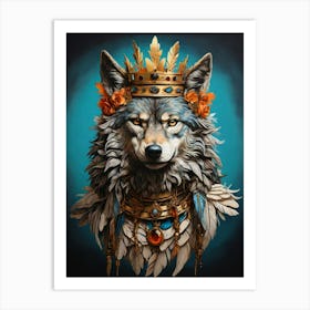 Wolf With Crown Art Print