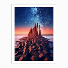 Rock Towers At Night Art Print