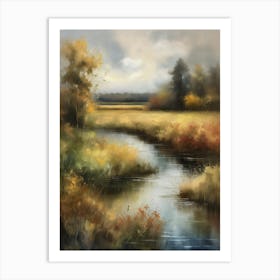 Autumn forest river.Printable Wall Art, Vintage Landscape, Farmhouse Wall Decorations, Vintage Landscape Oil Painting.1 Art Print