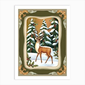 Deer In The Forest Style William Morris 1 Art Print