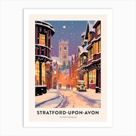 Winter Night  Travel Poster Stratford Upon Avon United Kingdom 2 Art Print