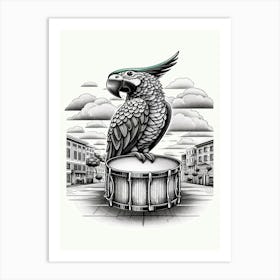 Zazu Parrot On Drum Art Print