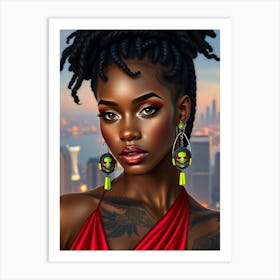 Black Woman With Earrings Art Print