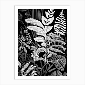 Beech Fern Wildflower Linocut Art Print