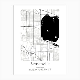 Bensenville,United States Minimalist Map Art Print