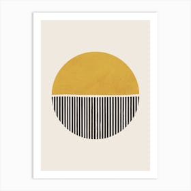 Minimalist Lines Circle Mustard Art Print