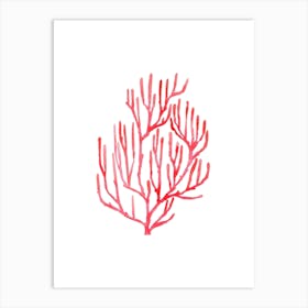 Coral Branch Watercolor Illustration Art Print