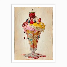 Retro Kitsch Ice Cream Sundae 3 Art Print