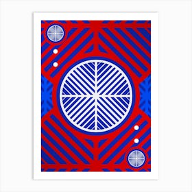 Geometric Abstract Glyph in White on Red and Blue Array n.0091 Art Print