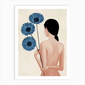 Woman Holding Flowers Art Print