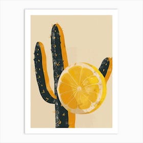 Lemon Ball Cactus Minimalist Abstract Illustration 3 Art Print