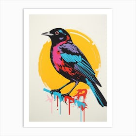 Andy Warhol Style Bird Blackbird 4 Art Print
