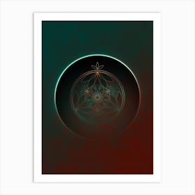 Geometric Neon Glyph on Jewel Tone Triangle Pattern 307 Art Print