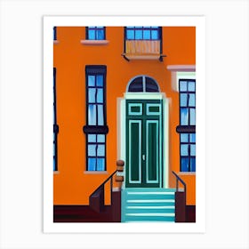 Orange Townhouse Doorway Steps Art Print