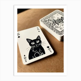 Black Cat Playing Cards Art Print