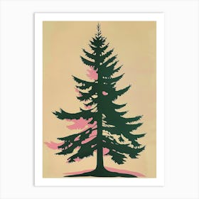 Douglas Fir Tree Illustration Colourful 2 Art Print