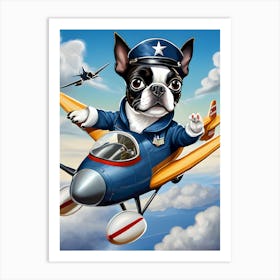 Boston Terrier Pilot-Reimagined 6 Art Print