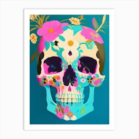 Skull With Floral Patterns Pastel Matisse Style Art Print
