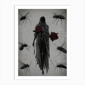 Woman Surrounded By Insects Art Print