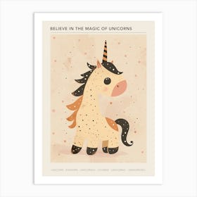 Beige Cute Kids Unicorn 2 Poster Art Print