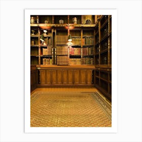 Room Old Library Bookshelf Art Print