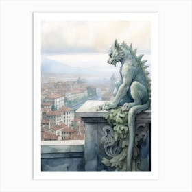 Gargoyle Watercolour In Florence Art Print