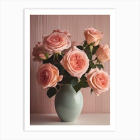 A Vase Of Pink Roses 28 Art Print