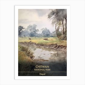 Chitwan National Park Nepal Watercolour 1 Art Print
