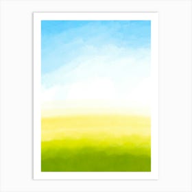 Watercolor Of A Green Field 2 Art Print