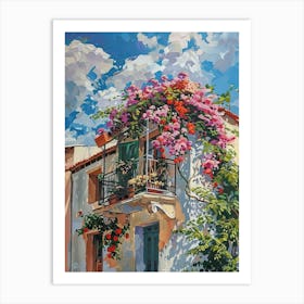 Balcony View Painting In Athens 2 Art Print