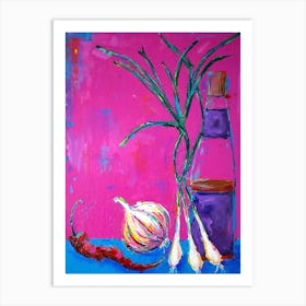 Chili, Garlic, Spring Onion, Sesame Oil Art Print