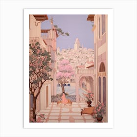 Limassol Cyprus 2 Vintage Pink Travel Illustration Art Print