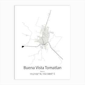 Buena Vista Tomatlan,Mexico Minimalist Map Art Print