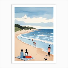 People On The Beach Painting (56) Art Print