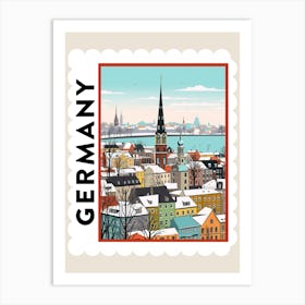 Retro Winter Stamp Poster Hamburg Germany 1 Art Print