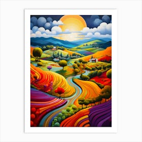 Undulating Lines Vibrant Art Print