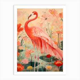 Greater Flamingo 2 Detailed Bird Painting Art Print