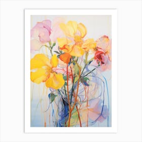 Abstract Flower Painting Evening Primrose 1 Art Print