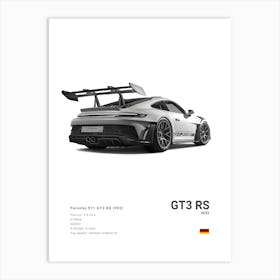 Porsche 992 Gt3 Rs Supercar Art Print